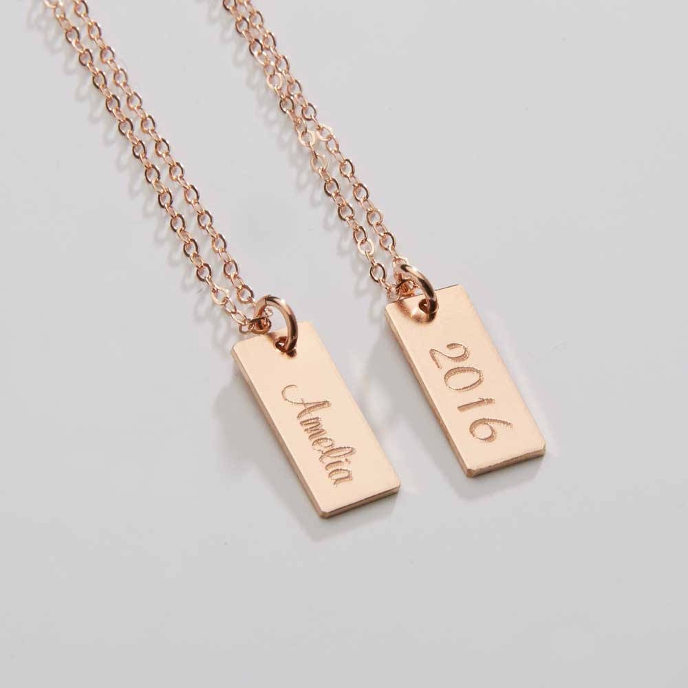 Rose Vertical Mini Gold Bar Necklace Starts at