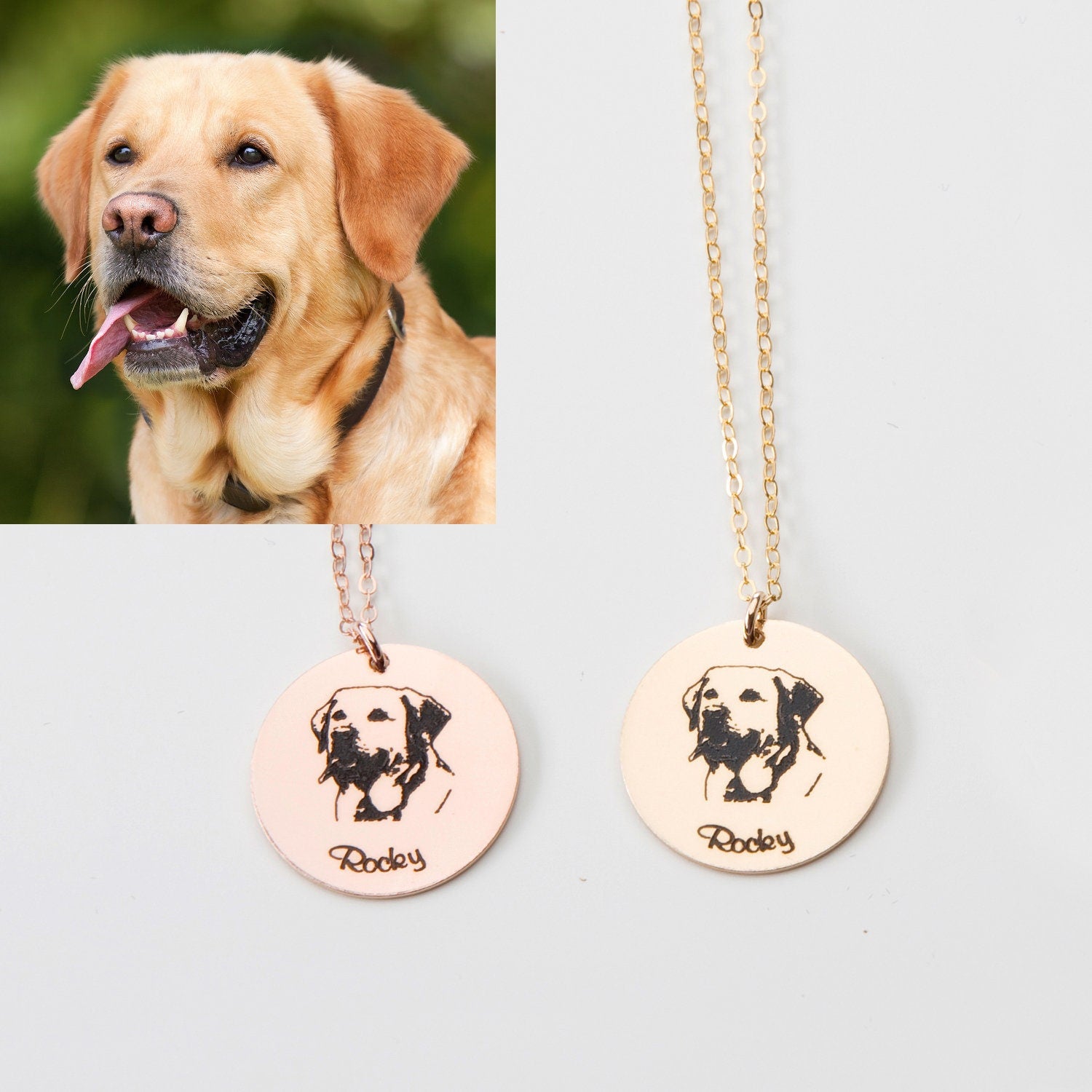 Walks Under Night's Sky Two Dogs Necklace with Golden Dog | Handma...