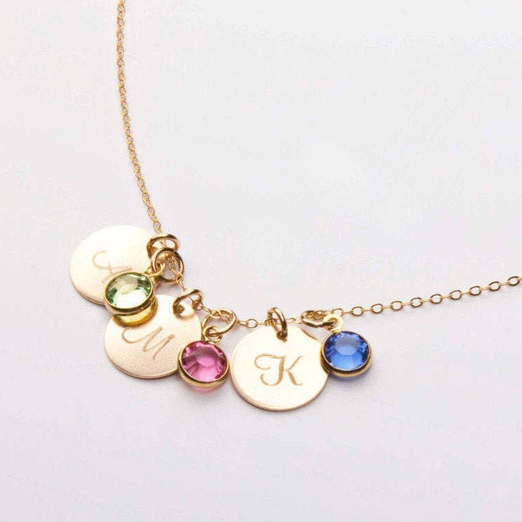 Buy Dainty Birthstone Necklace, Gift for Mom, Birthstone Charm Necklace, Birthstone  Jewelry, the Stamped Life Online in India - Etsy