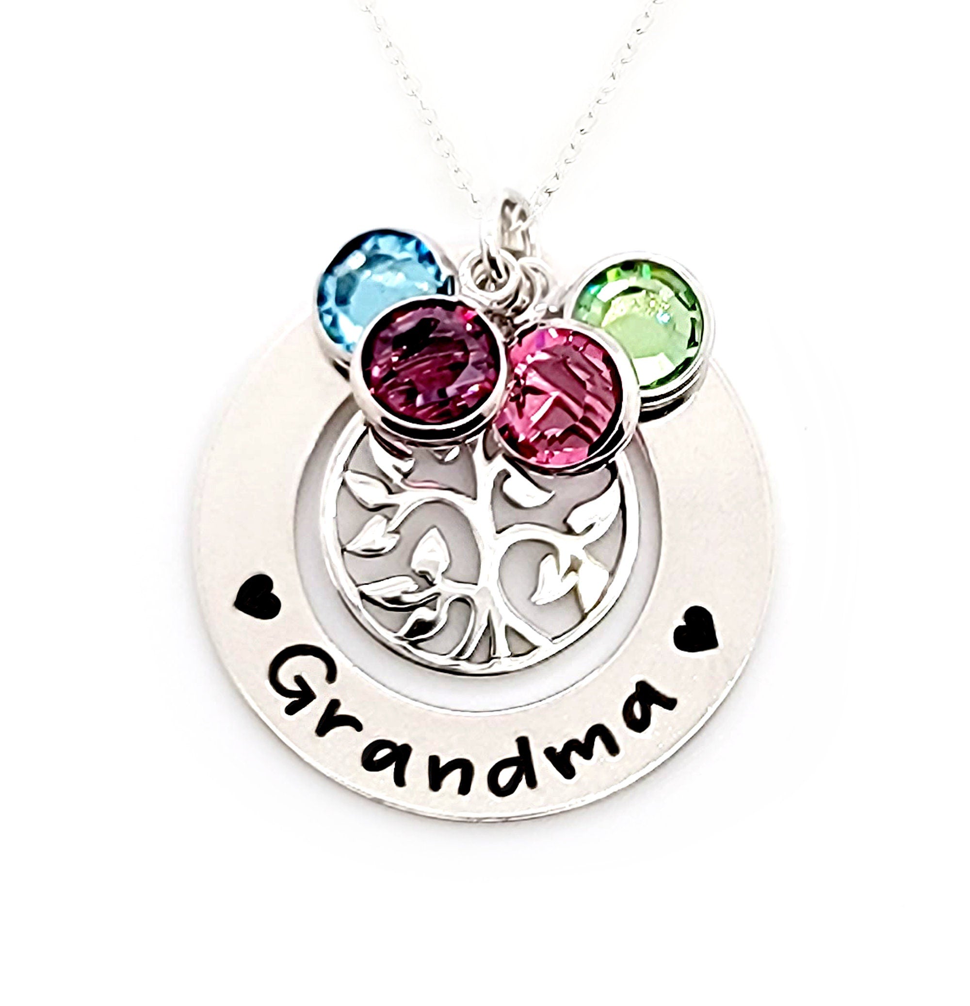 925 Silver Mother Necklace Kids Childs Name Birthstone Custom for Women  Grandma | eBay